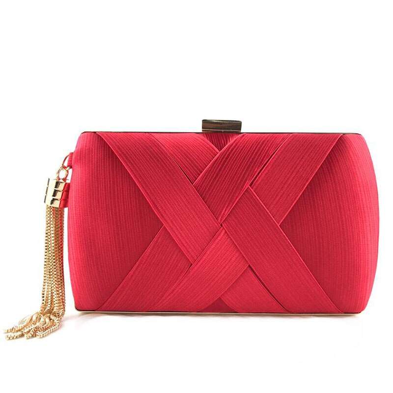 Tamara kobiety eleganckie Tassel sprzęgła torby wieczorowe torebki na imprezę luksusowy projektant wesele kolacja torebka łańcuszkowa torba na ramię moda: red