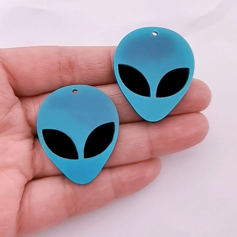 10 stücke Acryl Harz Nette UFO Außerirdischer Kopf Anhänger Für Halskette Armbinde Frauen Schmuck DIY Machen Reize: Blau