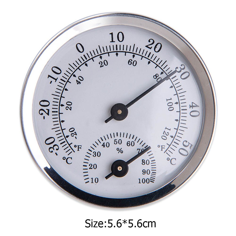 Thermometer Hygrometer Dial Wall-Mounted Mechanical Indoor Household Temperature Sensor Temperature Humidity Meter: Silver