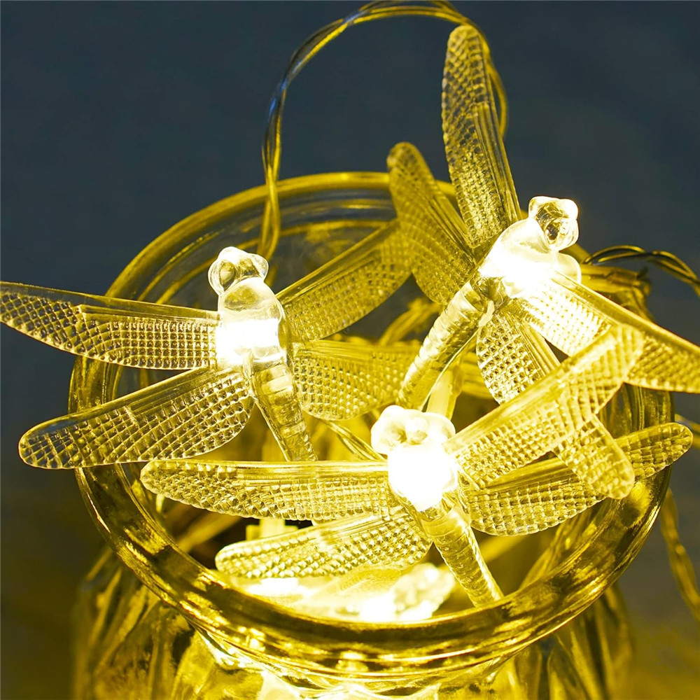 Libellen-Lichterkette, 40 LEDs, dekorativer funkelnder Lichterkette, batteriebetrieben, für Schlafzimmer, Hochzeit, Weihnachtsdekoration