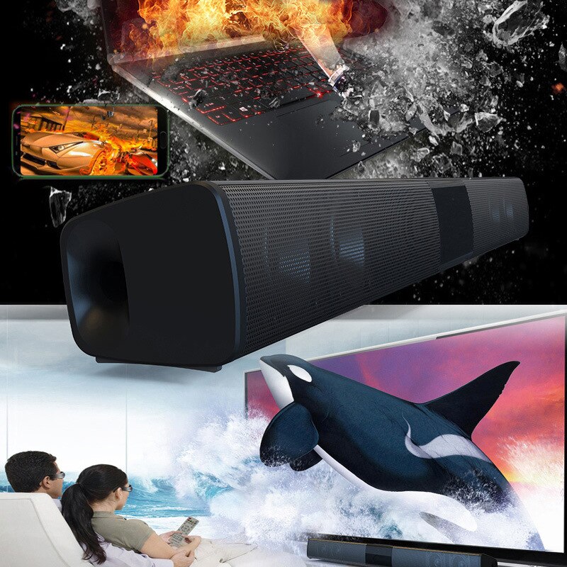 20W Bluetooth Soundbar Speaker Home Theater 3D Surround Sound Subwoofer Sound Wireless Portable Speaker, TF PC TV Mobile Phone