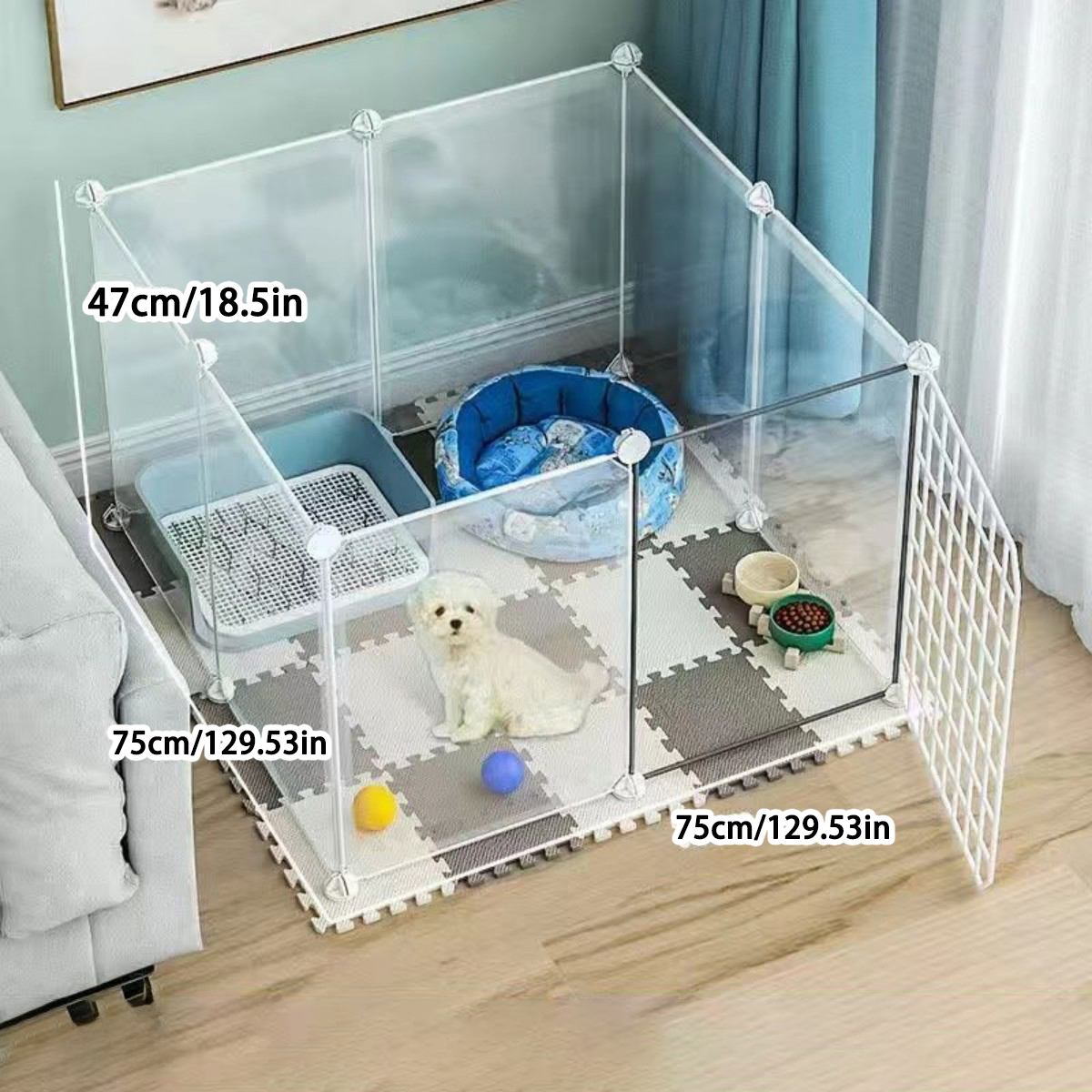 Dog Fence Indoor Household Small Size Dogs Fence Teddy Rabbit Pet Isolation Door Guardrail Cat Cage Anti-Jailbreak: Brown