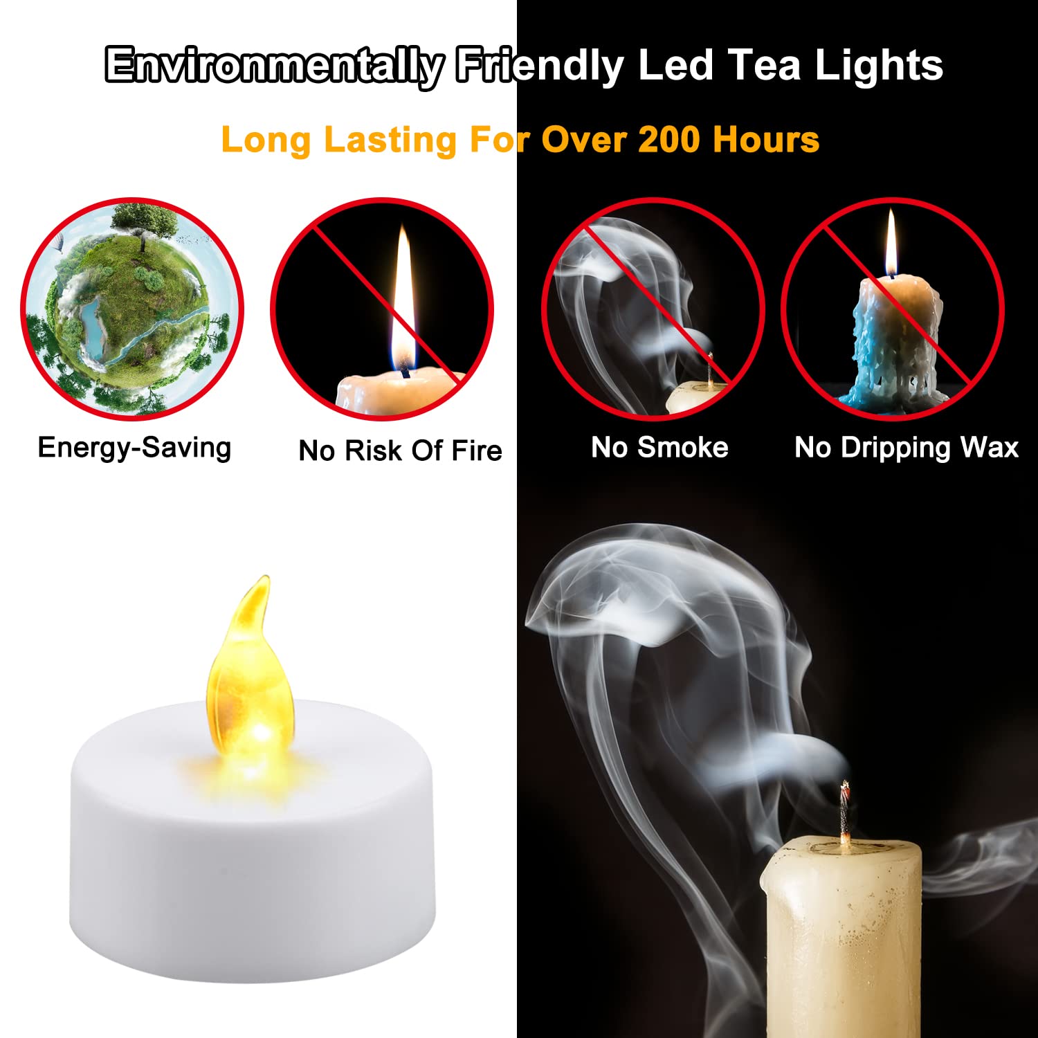 Led-ljus 24/12- pack flamlösa flimrande värmeljus varmvita ljus för fest bröllop födelsedag jul heminredning