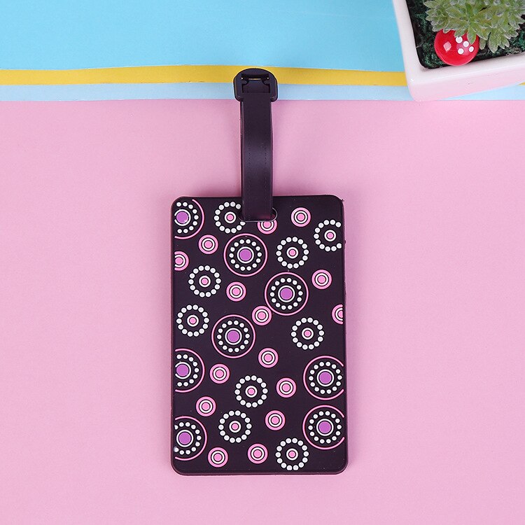 Litthing bagage carte Silicone nom étiquette volante Style National multicolore géométrique dessin animé étiquette volante pour bagages/valise