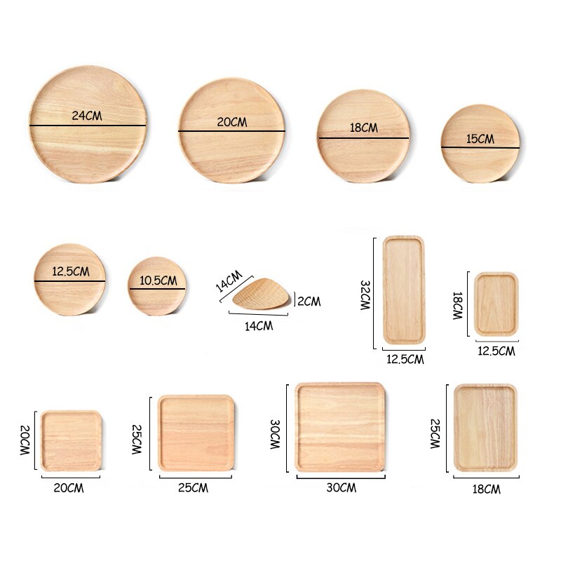 Whole Wood Lovesickness Wooden Tray Tableware Round Solid Wood Plate Dishes Saucer Tea Tray Dessert Dinner Plate Home Dinnerware