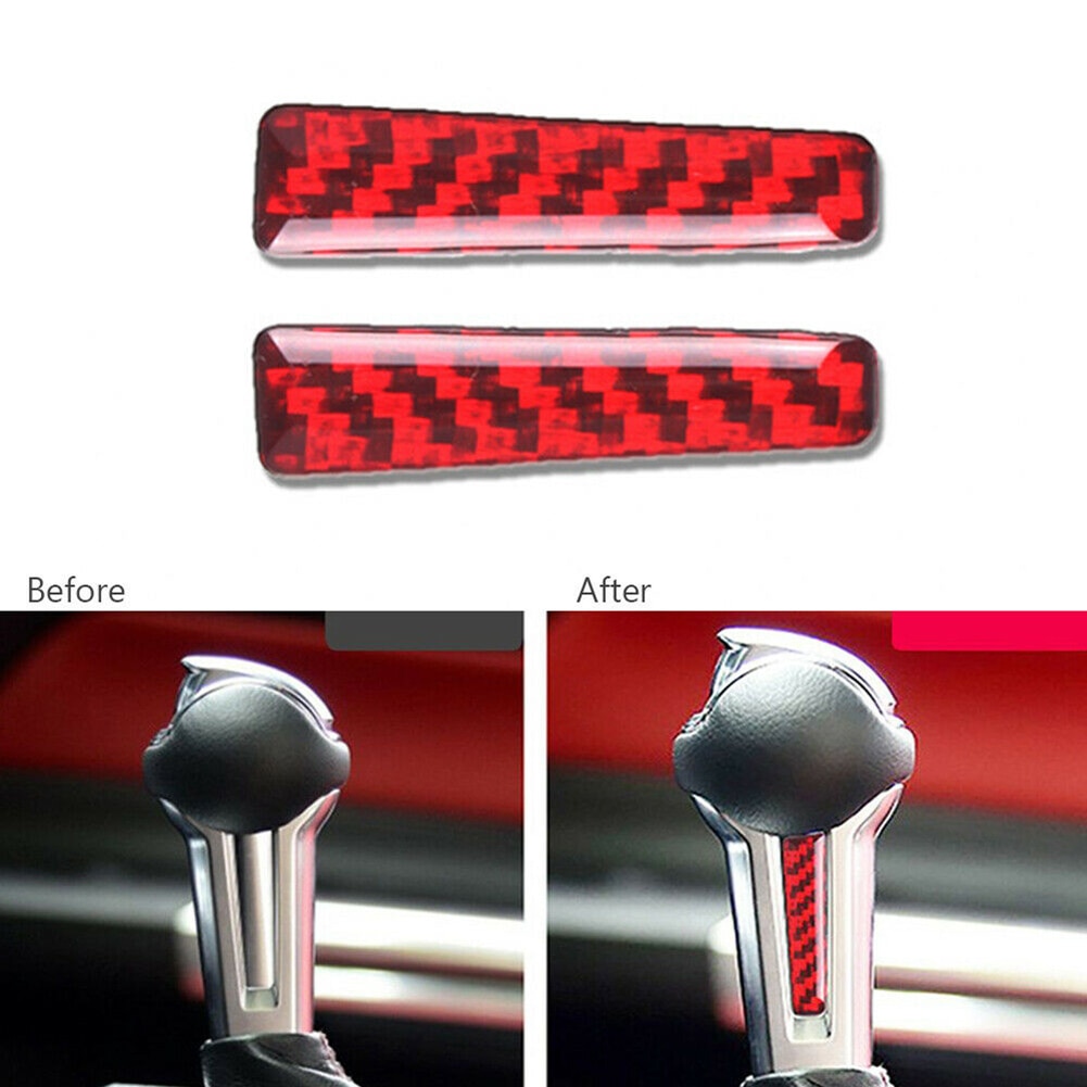 Rode Koolstofvezel Auto Interieur Gear Shift Handle Cover Trim Voor Ford Mustang Auto Cover Trim Stickers decoratieve Sticker