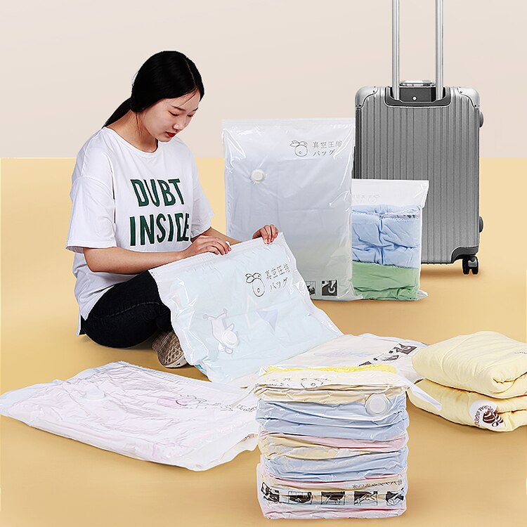 Bequem Vakuum Taschen Transparent Kleidung Quilt Saving Raum Paket Reise Kompression Startseite Organizer Zubehör Liefert
