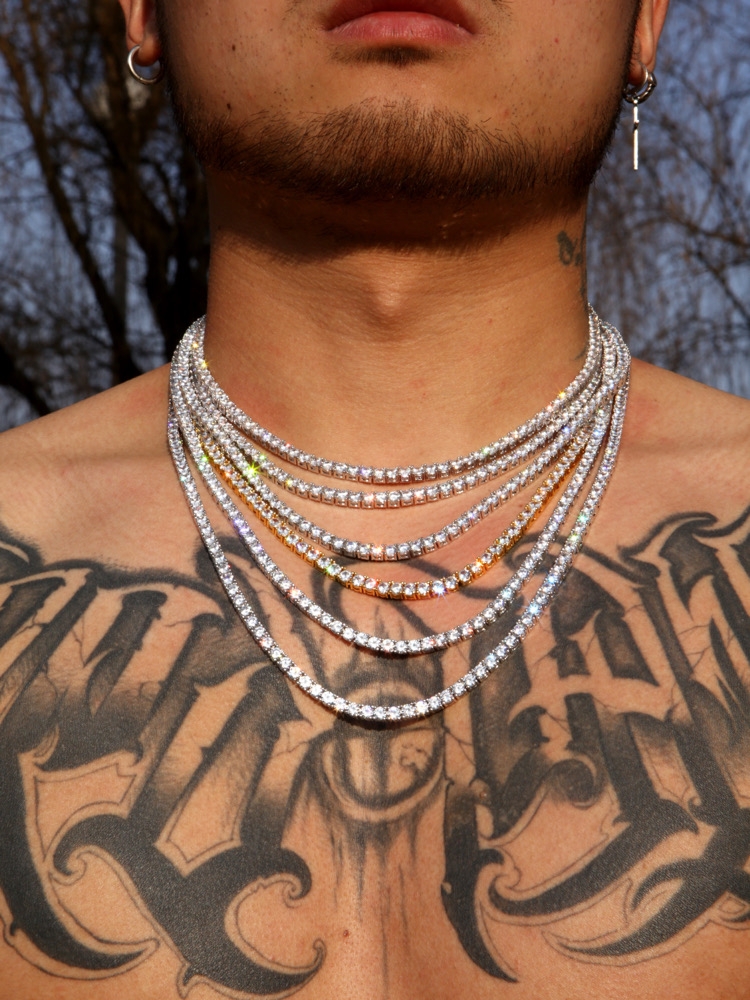 3mm cz tennis kæde halskæde klassisk kæde match hip hop vedhæng 5a iced out bling mænd dreng hiphop smykker