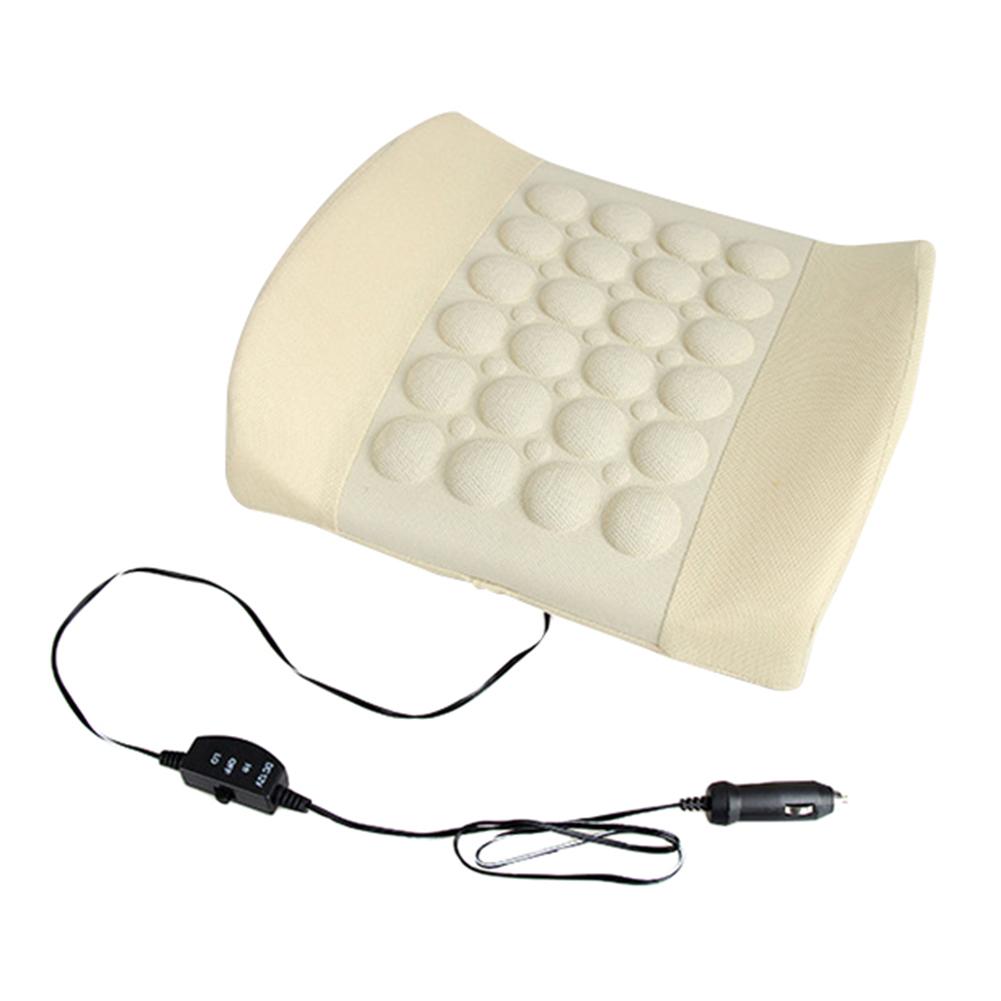 Cojín eléctrico para el coche, masajeador Lumbar, alivio de la presión, soporte para la cintura: Blanco