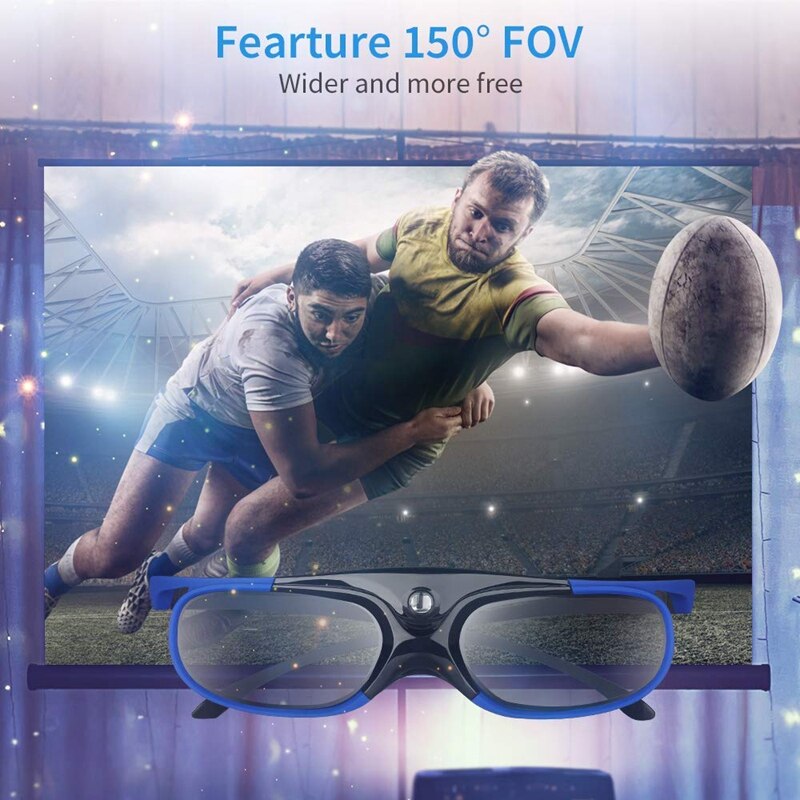 2 st aktiv slutare glasögon dlp-link 3d glas usb laddningsbart för dlp link projektorer kompatibel med benq  w1070 w700 project