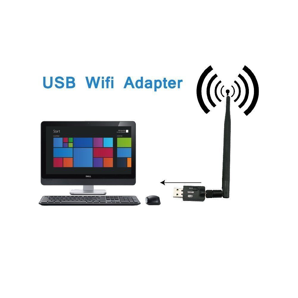 Eightwood 300Mbps WI-FI Wireless Internet Signal Booster Range Extender USB WIFI Adapter Antenna compatible with Bluetooth