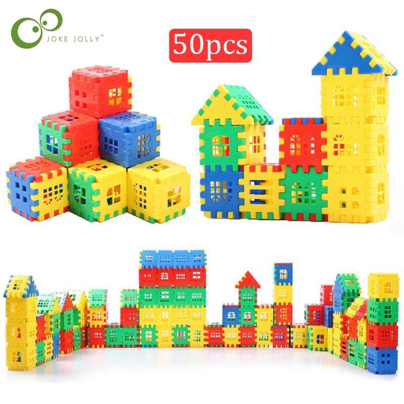50pcs/lot Building Blocks Baby Paradise House spelling puzzle blocks City DIY Model Figures Educational Kids Toys