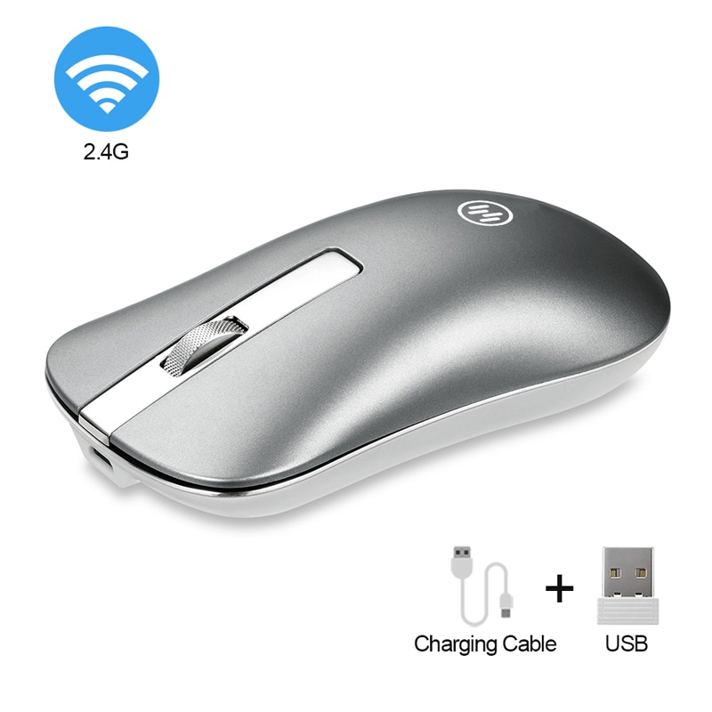 Bluetooth Draadloze Muis Stille Gaming Muis Oplaadbare Computer Muis Draadloze 2.4Ghz Ergonomische PC Muizen USB Mause voor Laptop: 2.4G silver