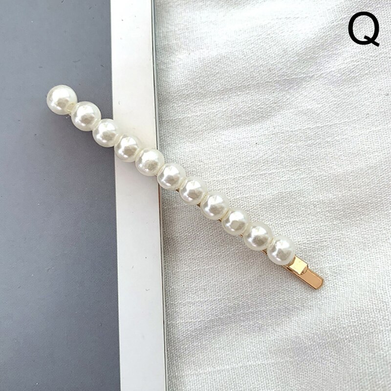 Full Pearl Hair Clips Pins For Women Girls Hairpins Barrette Korean Metal Hairgrip Hair Accessories: Q