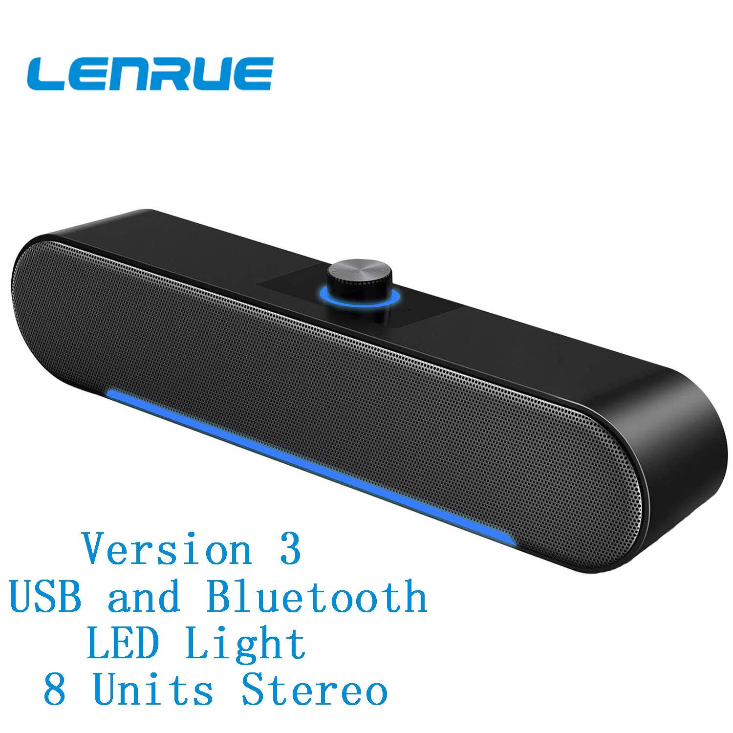 LENRUE A39 Bluetooth Computer Speaker Wired USB Sound Bar, Surround Sound Box for Home Theater PC Laptop Tablets Desktop Macbook: Version 3