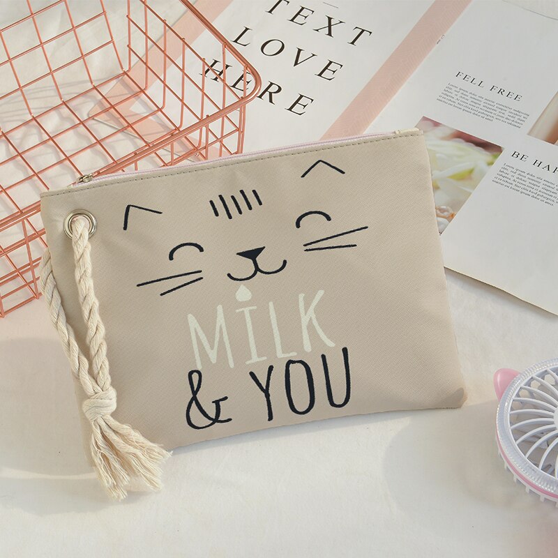 Crowdale Small Teen Girls School handbags for Women Thick rope printing hangbag novelty cats printing handbags 26cm*19cm