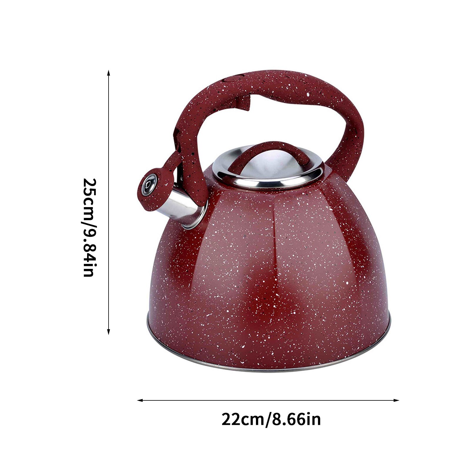 Bouilloire à thé en acier inoxydable, théière universelle en forme de citrouille noire, avec poignée résistante à la chaleur, pour toutes les cuisinières, 3,5 l: 3.7L Dark red