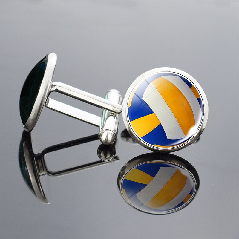 SilverColour CufflinksFootball Basketball Baseball Volleyball Tennis Rugby Softball Glas Cabochon Manschettenknöpfe Hochzeit Zubehör: 6