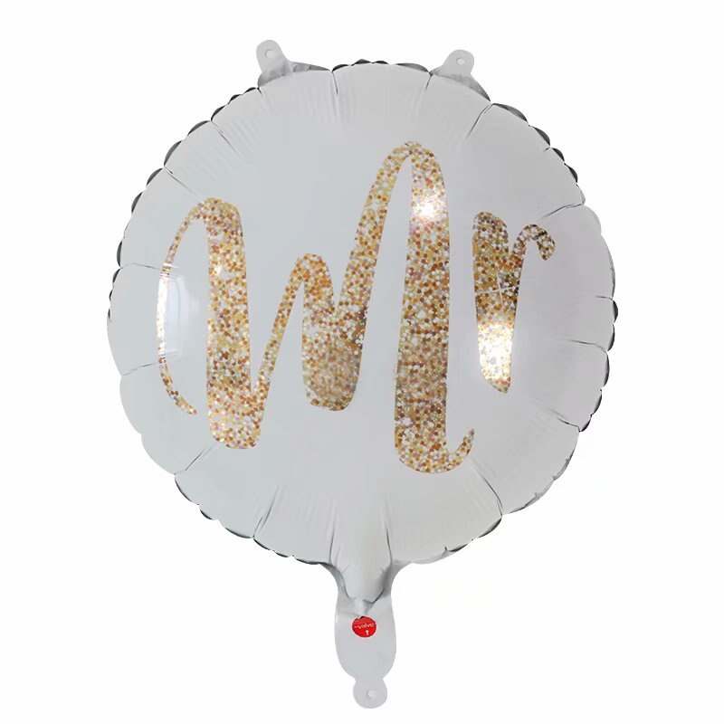 2 uds 18 pulgadas ronda oro blanco brillo impresión Sr. Y Sra. Globos de papel de aluminio de amor de la novia matrimonio decoración de la boda de Día de San Valentín suministros para eventos