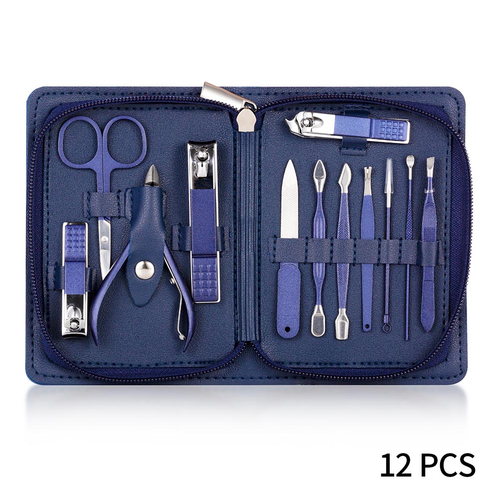Set van 18/15/12/10/7/4 nagelknippers, roestvrij staal, nagelschaartje, pincet, oorlepel, acne-naald, manicureset: 12 stuks