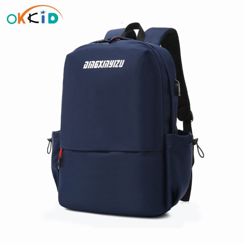 Okkid mochila escolar antifurto para meninos, bolsa para livros, para laptop e estudantes, com carregador usb, à prova d'água, dropshipping