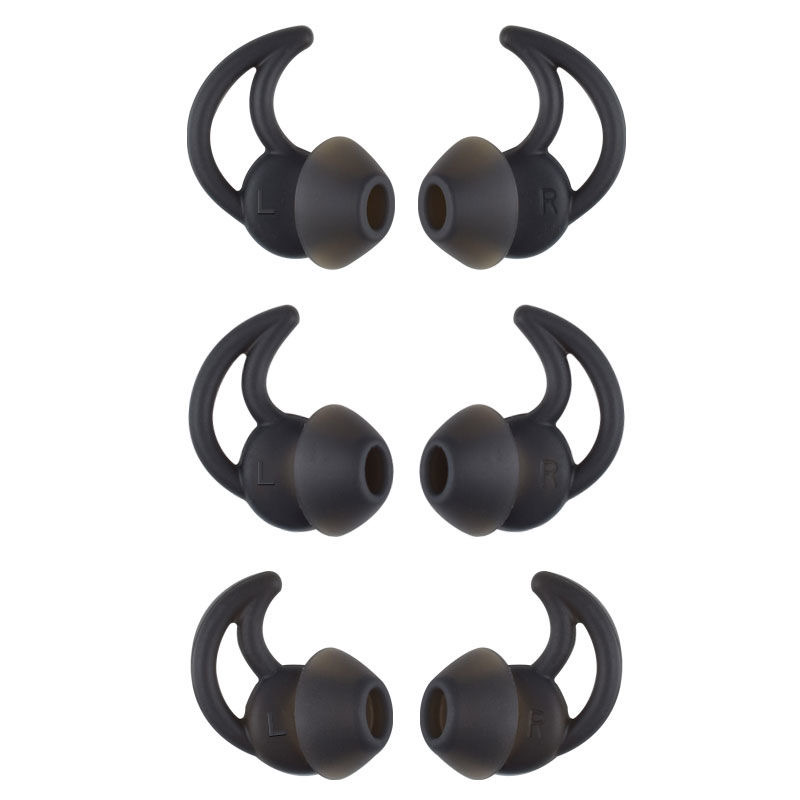 3 Pairs Siliconen Oordopjes Tips Oordopjes Vervanging Oordop Oorhaken Voor BOSE Soundsport Wireless QC20 QC30 Oortelefoon S/M/L: Black
