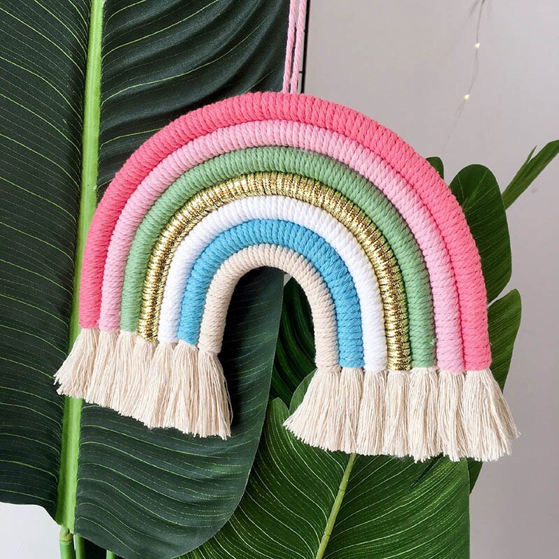 Nordic Kinderzimmer Regenbogen Moskito Netting Hängende Dekoration DIY Seil Regenbogen Wand Hängen Skandinavischen Baby Zimmer Dekoration