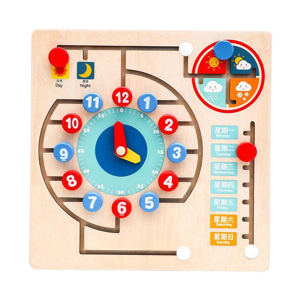 Houten Klok Weer Educatief Board Houten Educatief Speelgoed Voor Kinderen 4-6 Jaar Oud