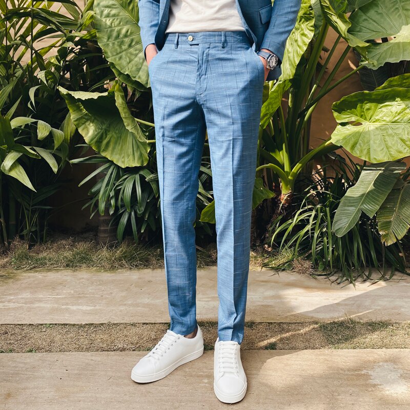 slim fit dress slacks Slim Fit Linen Blend Suit Pant – Perry Ellis