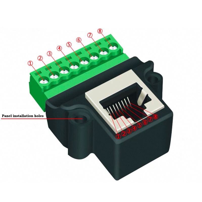Bloque de terminales RJ45 a tornillo, conector 8P Ethernet Rj45 macho hembra a Cable adaptador de red de Terminal de tornillo de 8 pines para CCTV DVR: Grey