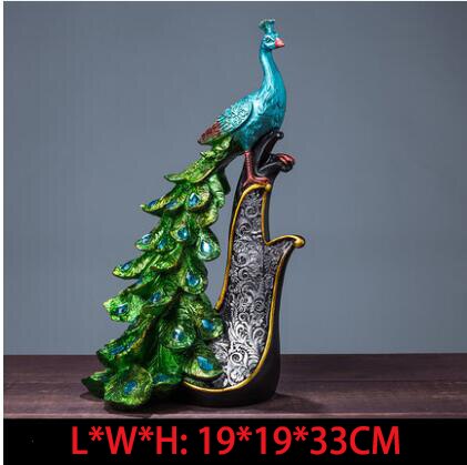 Originele Hars Pure Groene Phoenix Beeldje Pauw Decor Vogel Standbeeld Kantoor Thuis Ambachten Decoratie Dier Sculptuur Ornament: D