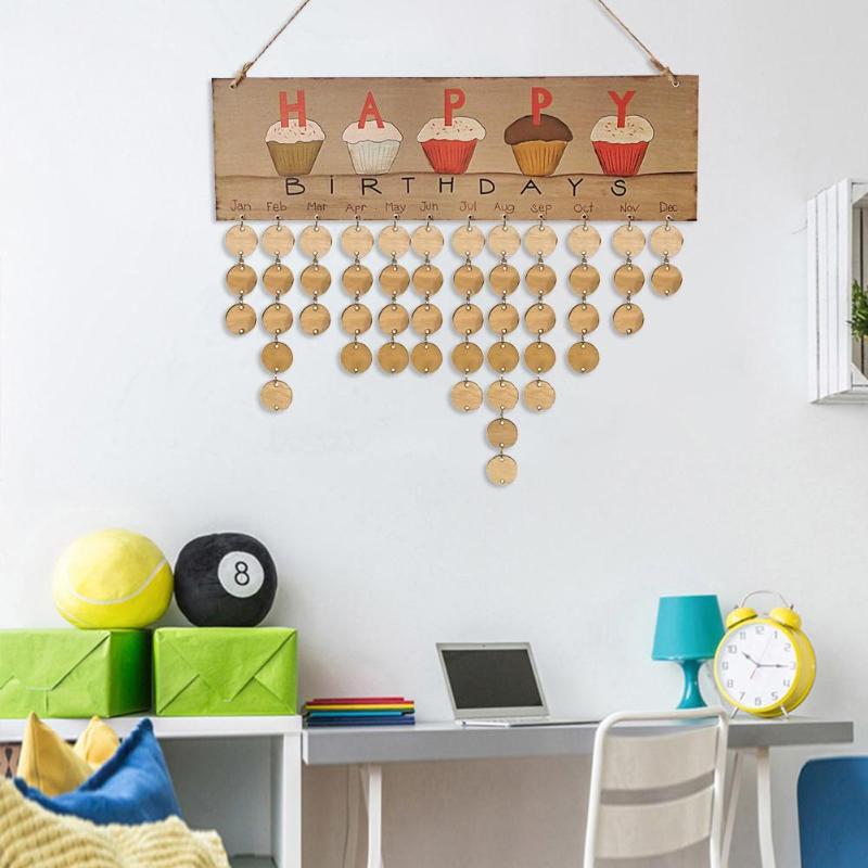 Holz Glücklich Geburtstag Erinnerung Zeichen DIY Kalender Bord Freunde Datum markieren