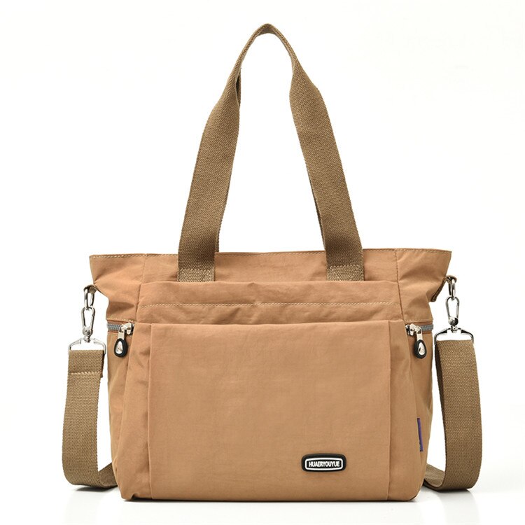 Bolso de hombro de nailon para mujer, bandolera de gran capacidad, resistente al agua, para el trabajo: Beige