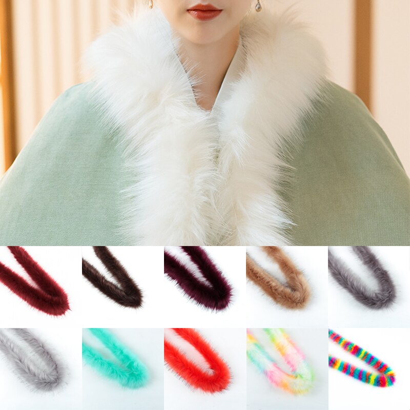 1M Kunstmatige Wasbeer Vossenbont Tapes Faux Konijnenbont Pluizige Kostuum Accessoires Luxe Warm Diy Naaien Tapes Voor Kledingstuk schoen Zak