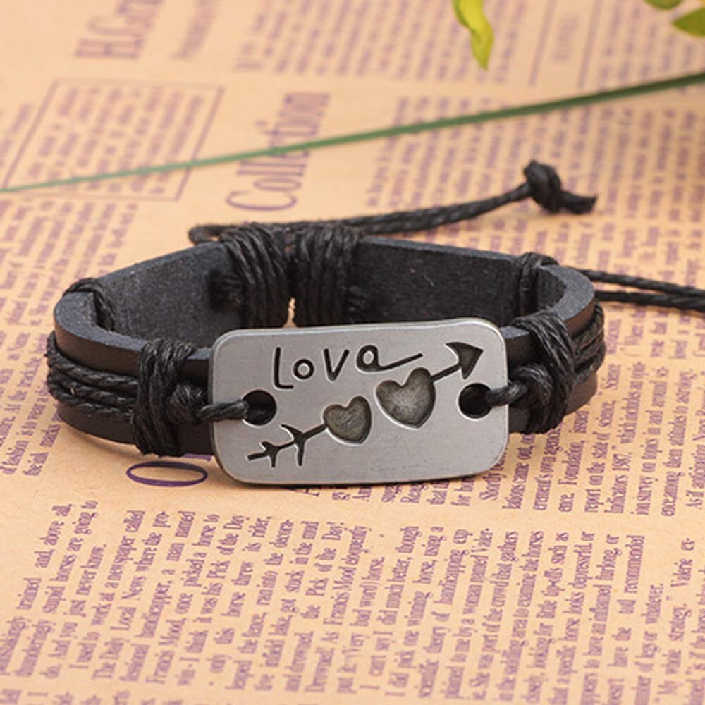 Vintage Retro Men's Adjustable Wrap Leather Wristband Womens Handmade Bracelet Bangle for Couples Male DIY Jewelry Pulsera