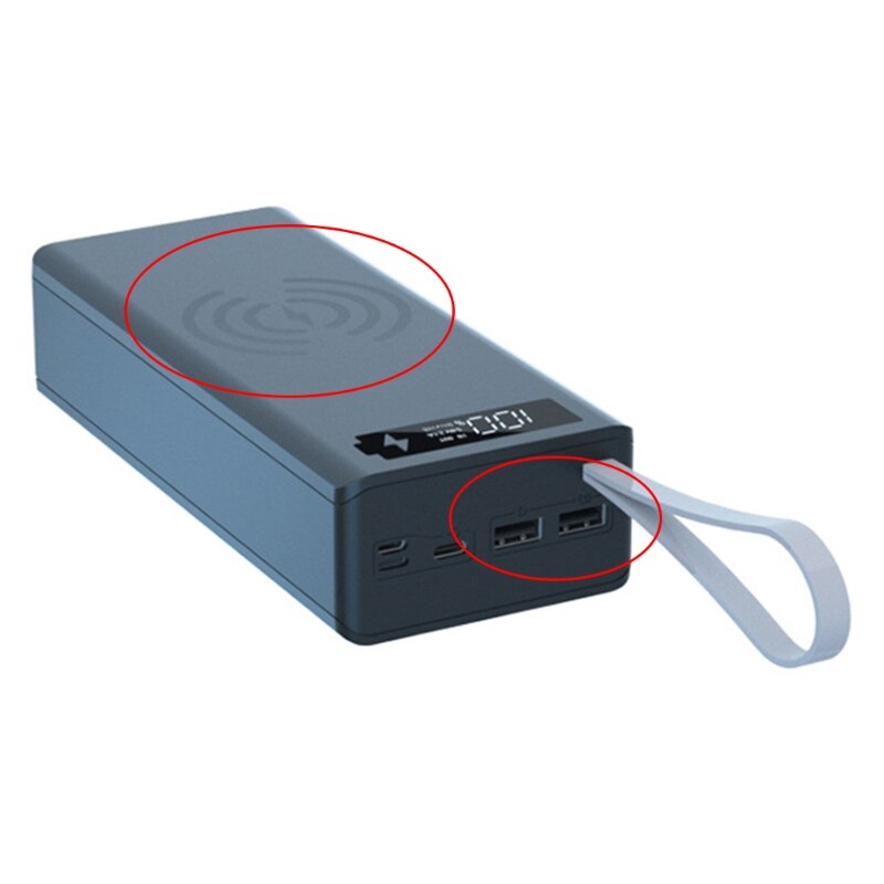 Lcd-scherm Diy Power Bank Case 16X18650 Batterij Shell QC3.0 Pd Batterij Power Bank Shell 10W draadloos Opladen Doos: BK Wireless