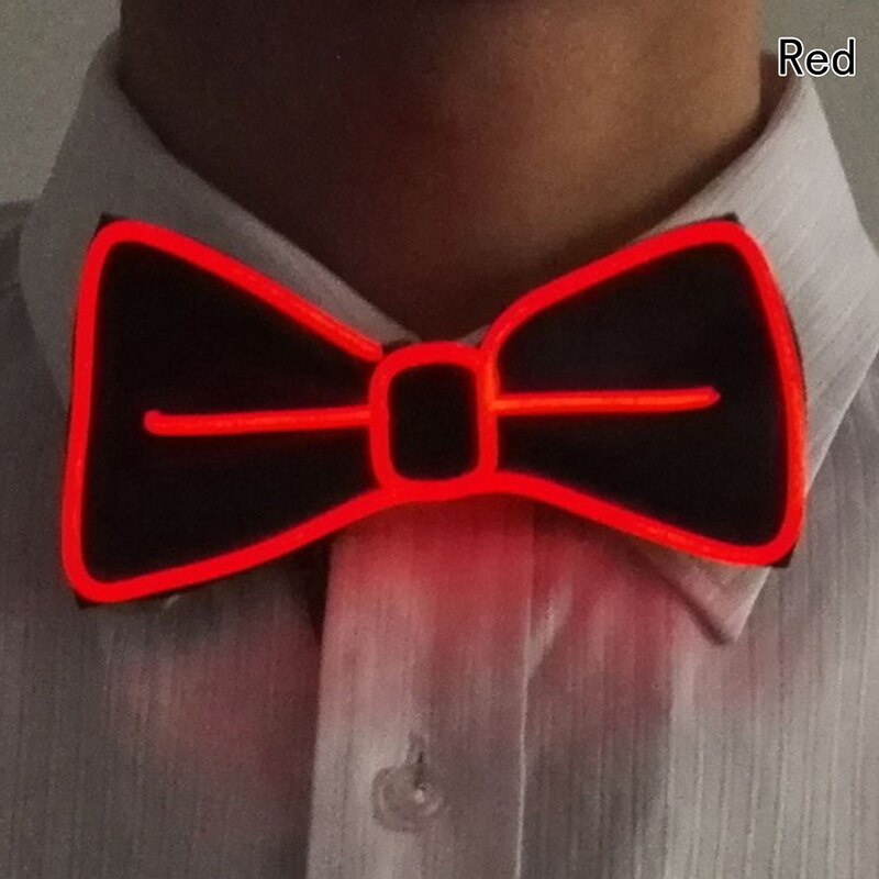 Men LED Wire Flashing Light Up Bow Tie Luminous Bow Tie Necktie For Men Club Wedding Dance Party Christmas Year: Red