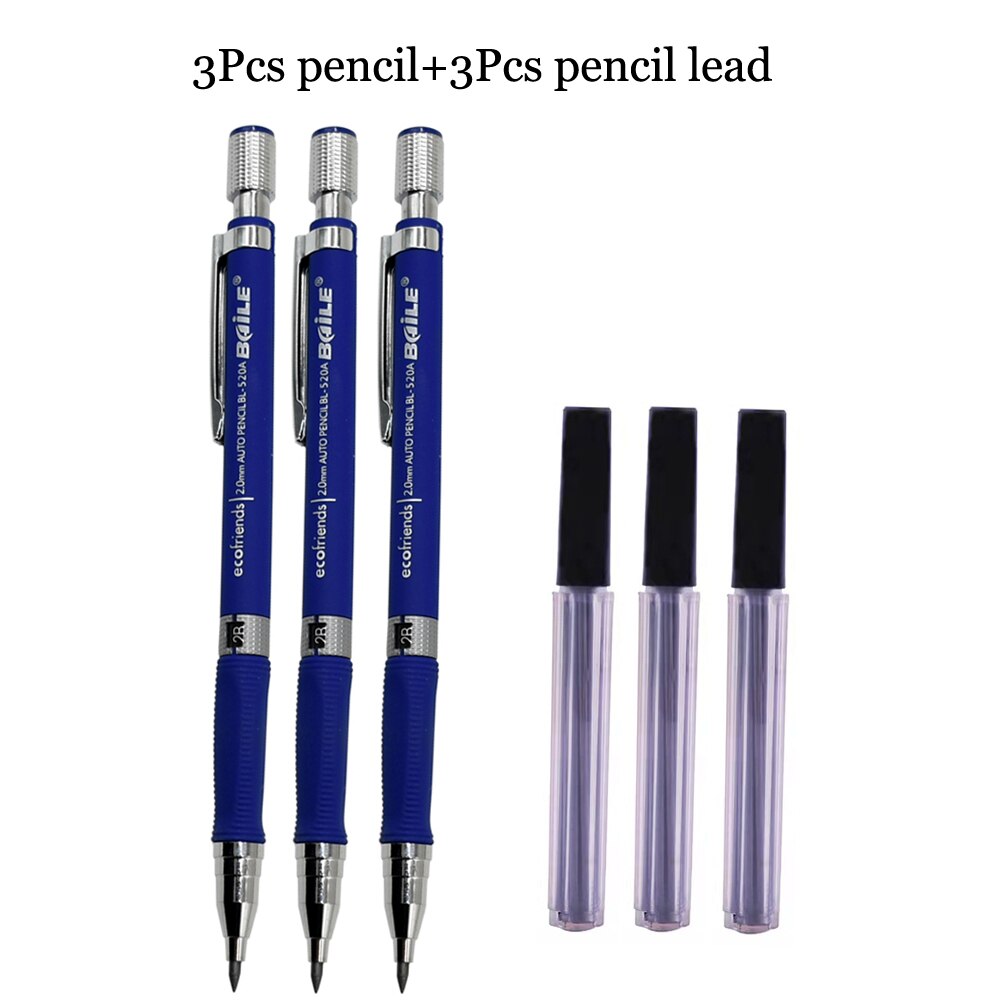 Mechanical Pencil 2.0mm Writing Point Automatic Pencil Drawing Painting Pencil Black Refills School Office Stationery: a