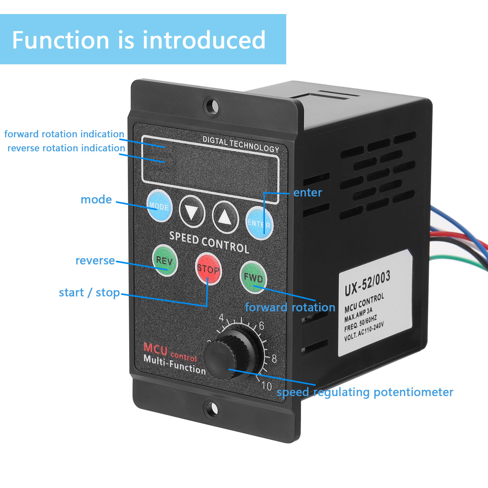 Speed Motor Controller Motor and Accessories Digital Display Motor Speed Controller Motor Governor Soft Start Tools 220V AC 400W