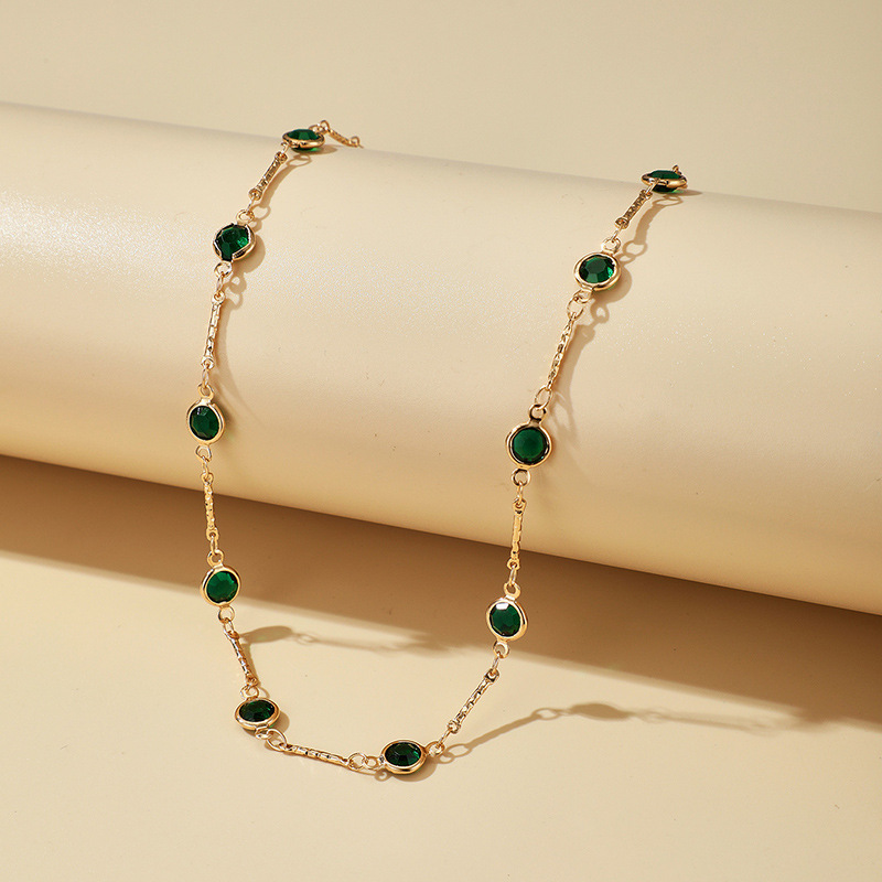 Tredny Green Rhinestone Ketting Choker Ketting Voor Vrouwen Goud Kleur Lichtmetalen Metalen Handgemaakte Sieraden Accessoires Kraag Чокер Bijoux
