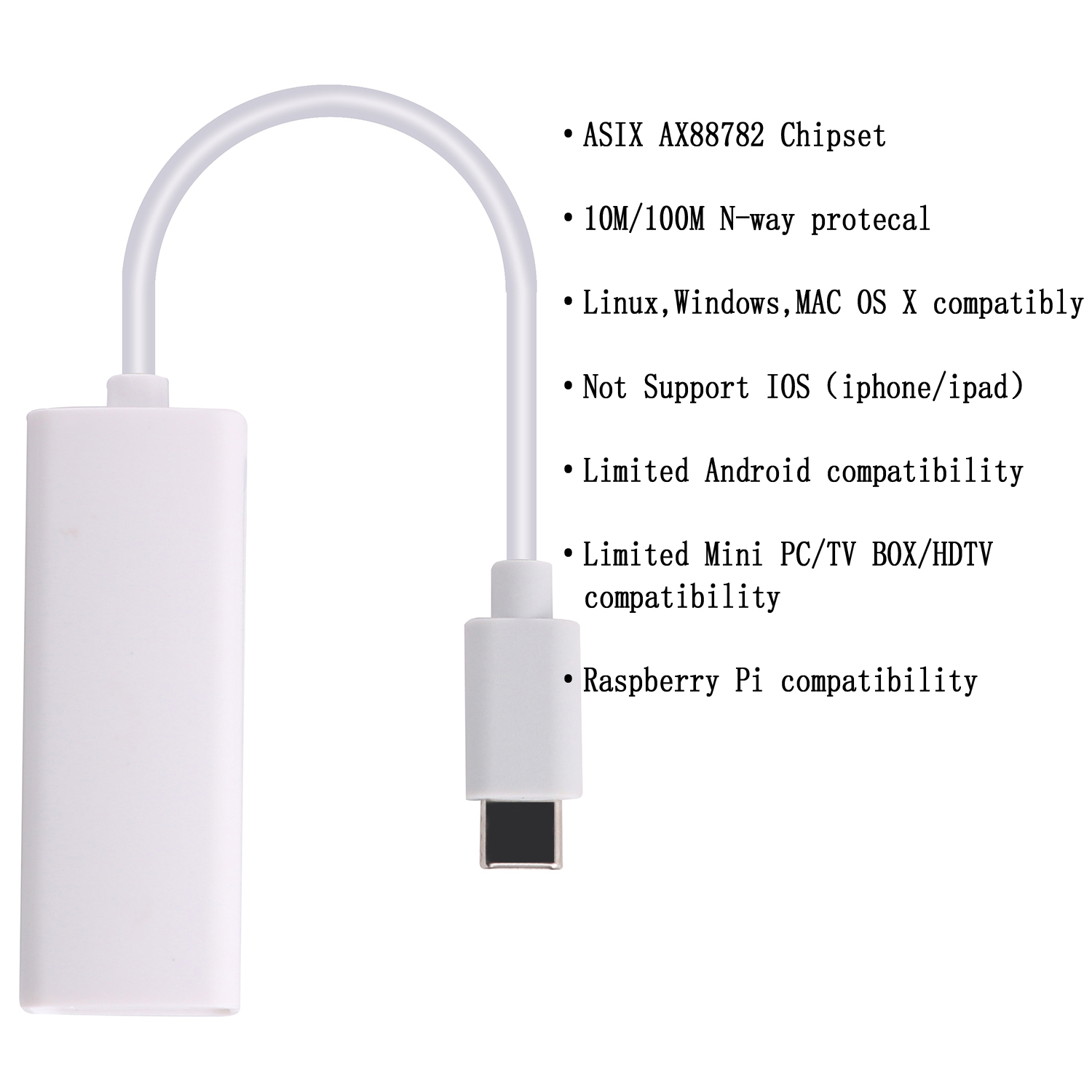 adapter sieci Ethernet mikro USB na RJ45 100 mb/s Asix AX88772B konwerter sieci Lan AX88772 10M 100M