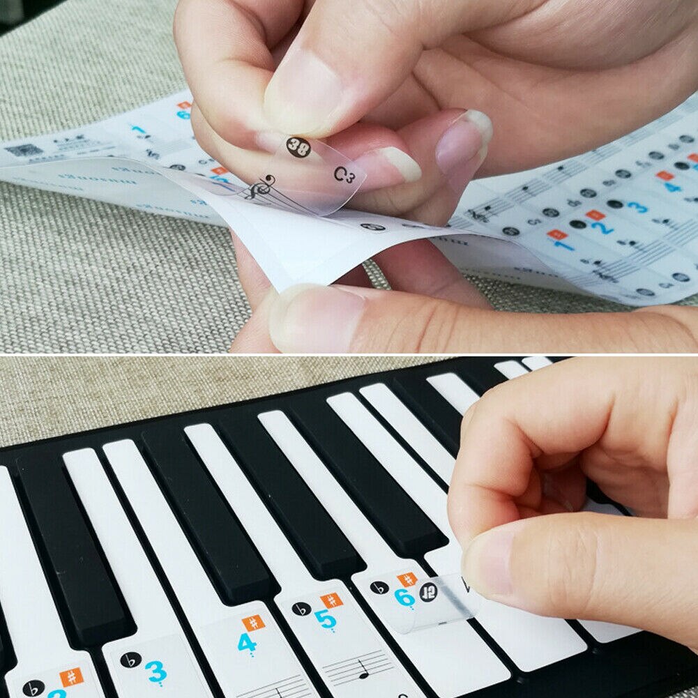 61/88 Key Piano Sticker Music Note Chart Keyboard Adhesive Finger Practice Stickers
