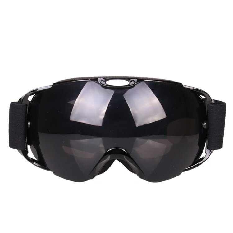 Ski Goggles Double Layer Anti-fog Large Spherical Snowfield Ski Eye-protection Goggles Mountain Climbing Bicycle Glass 201-: Pure Black