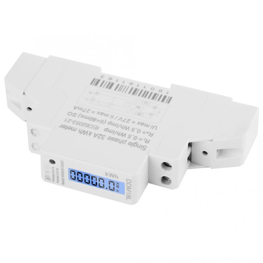 Kwh Meter LCD Digital Display Single Phase Din Rail Electricity Power Consumption Energy Meter 5-32A