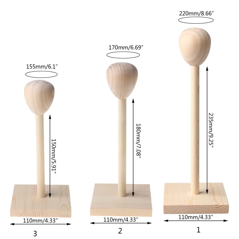 1/3 1/4 1/6 holz Haar Perücken Hütte Kappe Halfter Stehen Anzeige Gestell-Werkzeug für Puppe