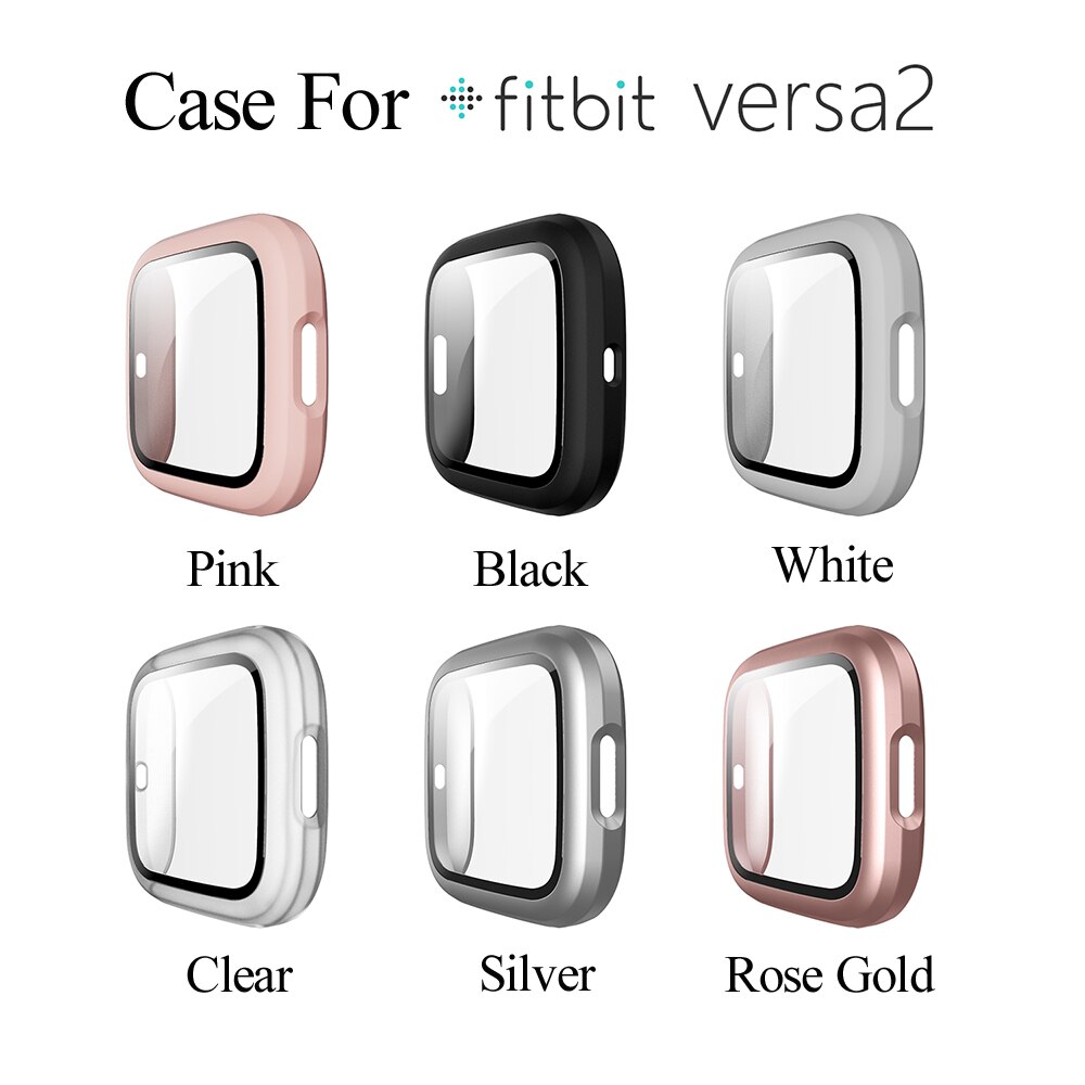 Volledige Cover Glas Case Voor Fitbit Versa 2 Hard Pc Plated Screen Protector Robuuste Beschermende Cover Voor Fit Bit Versa 2 Horloge