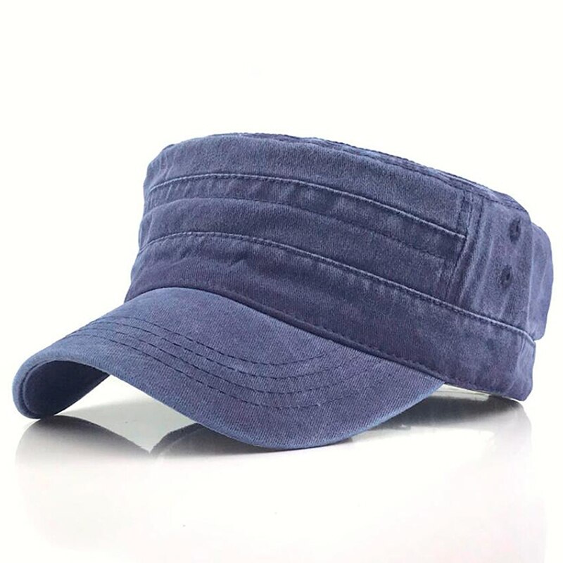 Flat Cap Fitted Hats Man Cool Baseball Caps Adult Flat Peak Hip Hop Fitted Cap Men Women Full Closed Gorra: Navy blue