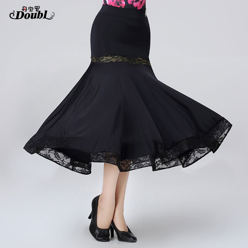 DOUBL-falda de baile larga para baile, Ropa de baile de salón, estilo, estándar nacional, práctica moderna, envuelta en la cadera,