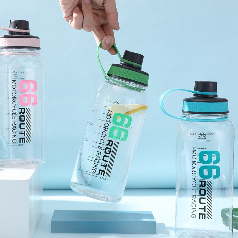 Høy kapasitet sport vannflaske direkte drikke eller halm frukt infusjonsflaske 1200ml bærbar lekkasjesikker gourde plast drikkevarer