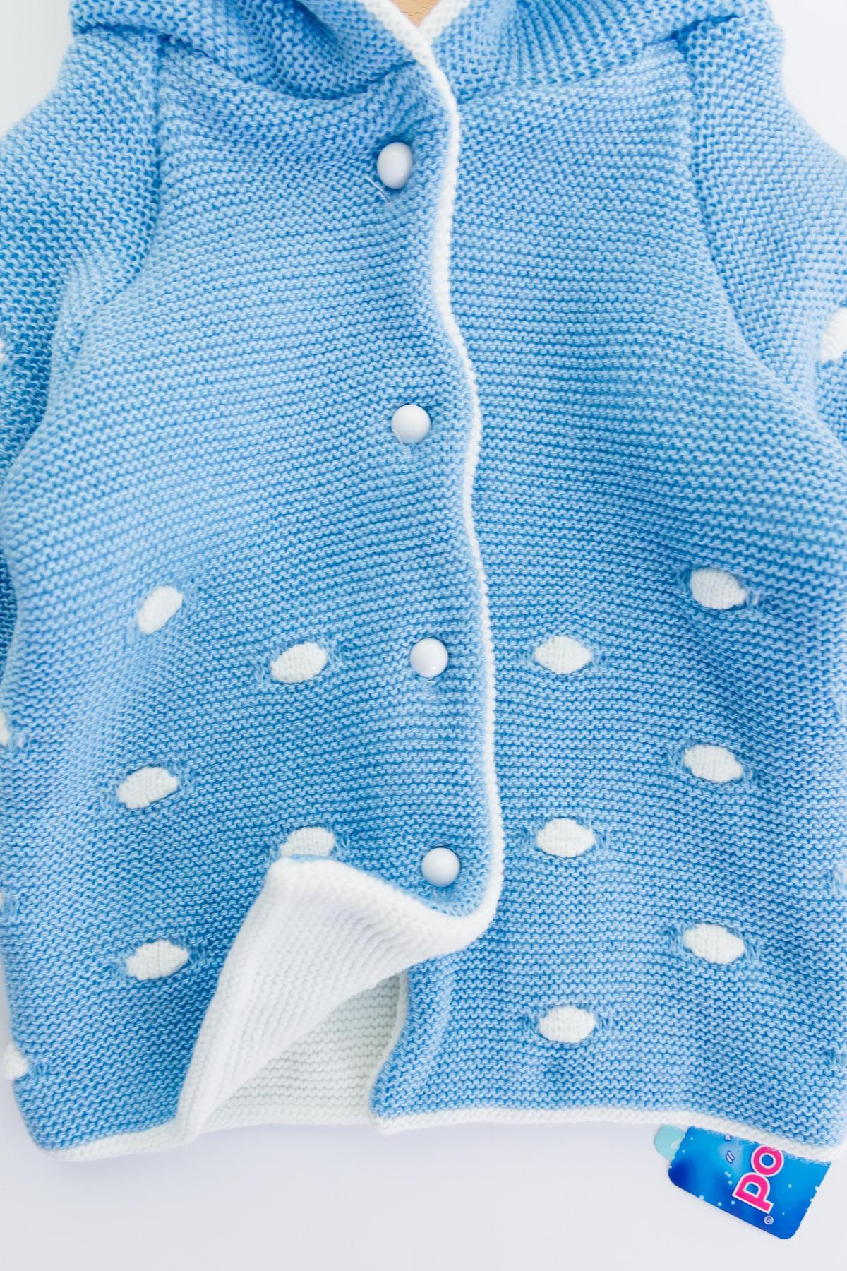 Cardigan à capuche Double couche en tricot bleu pour bébé garçon